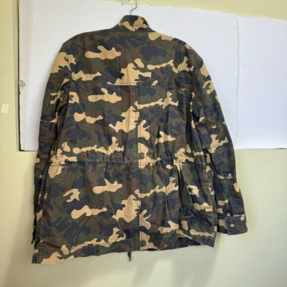 GAP NEW Utility Cotton Military Camo Jacket Pockets Zip Drawcord Lightweight XL - Picture 4 of 16